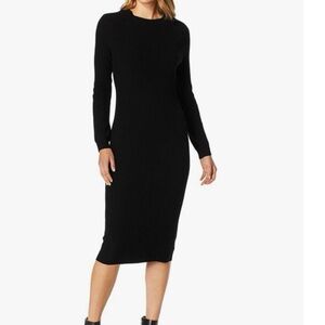 AG Adriano Goldschmied Black Long Sleeve Wool and Cashmere Sweater Dress